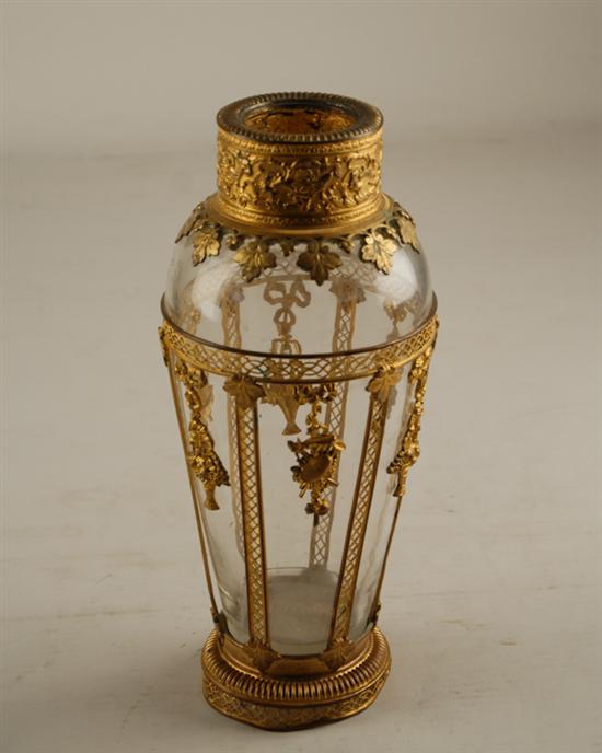 Appraisal: A L th C Continental Glass and Brass Vase gilt