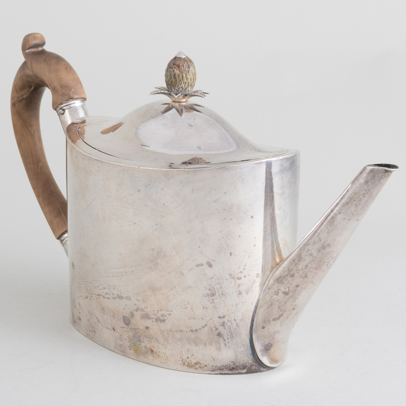 Appraisal: George III Silver Teapot Marked Henry Chawner John Eames London