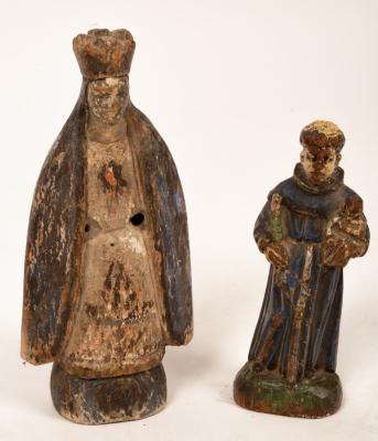 Appraisal: A polychrome carved figure of St Francis cm high and