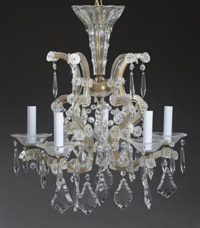 Appraisal: Louis XV Style Cut Glass and Brass Five Light Chan