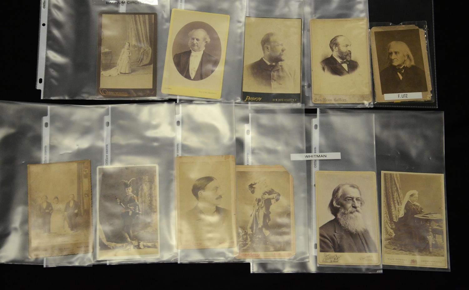 Appraisal: Ephemera cabinet card photographs to include Queen Victoria Walt Whitman