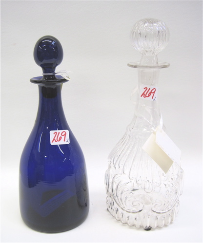 Appraisal: TWO BLOWN GLASS LIQUEUR DECANTERS an American three-mold clear class