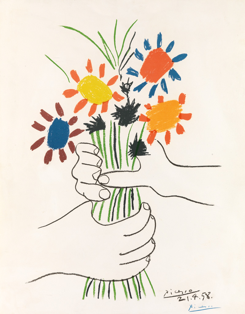 Appraisal: PABLO PICASSO after Bouquet de Fleurs Color lithograph on Arches