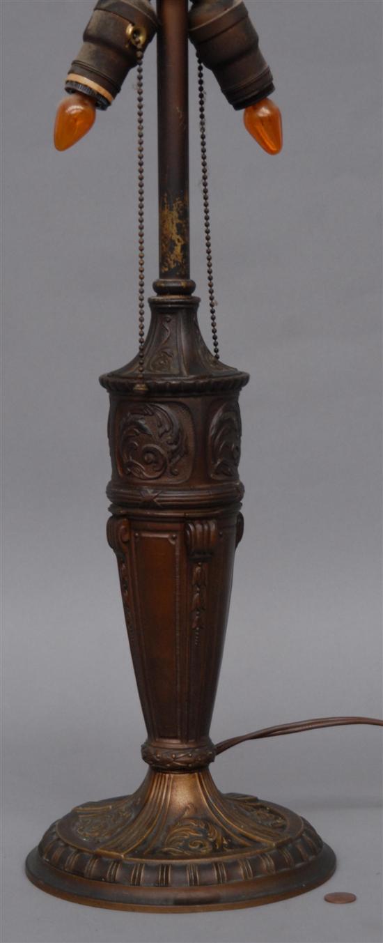 Appraisal: LAMP BASE Antique base metal in a bronze patina H