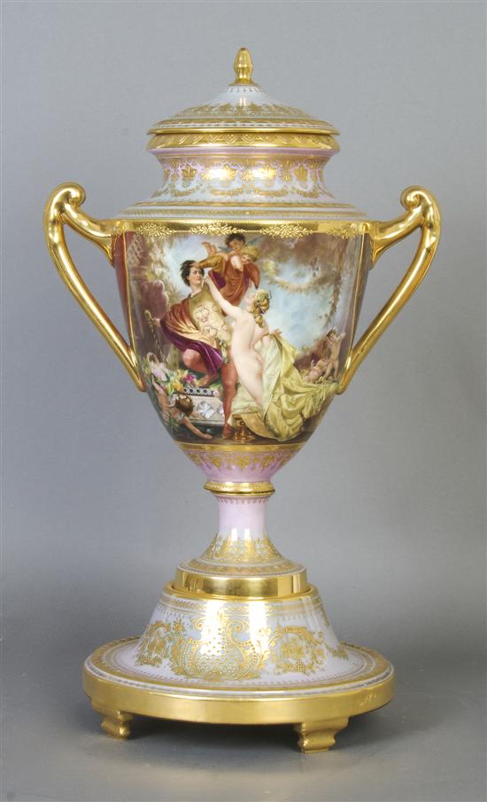 Appraisal: A Continental Porcelain Lidded Urn Royal Vienna Height inches