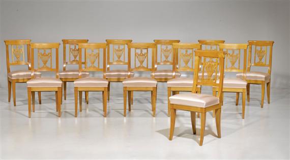 Appraisal: A SUITE OF CHAIRS in Restauration style western Switzerland th