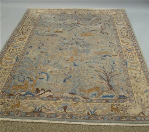 Appraisal: CHINESE RUG DEPICTING WILD ANIMALS AMIDST FLOWERING TREES h w