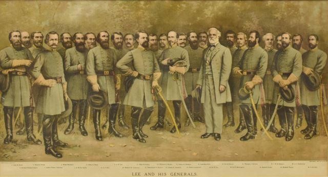 Appraisal: Framed chromolithograph print on textured paper Lee and His Generals