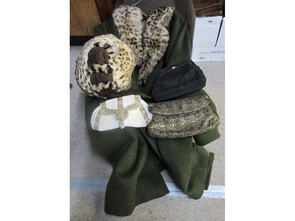 Appraisal: A lot comprising ladies coat hat and three cocktail bags