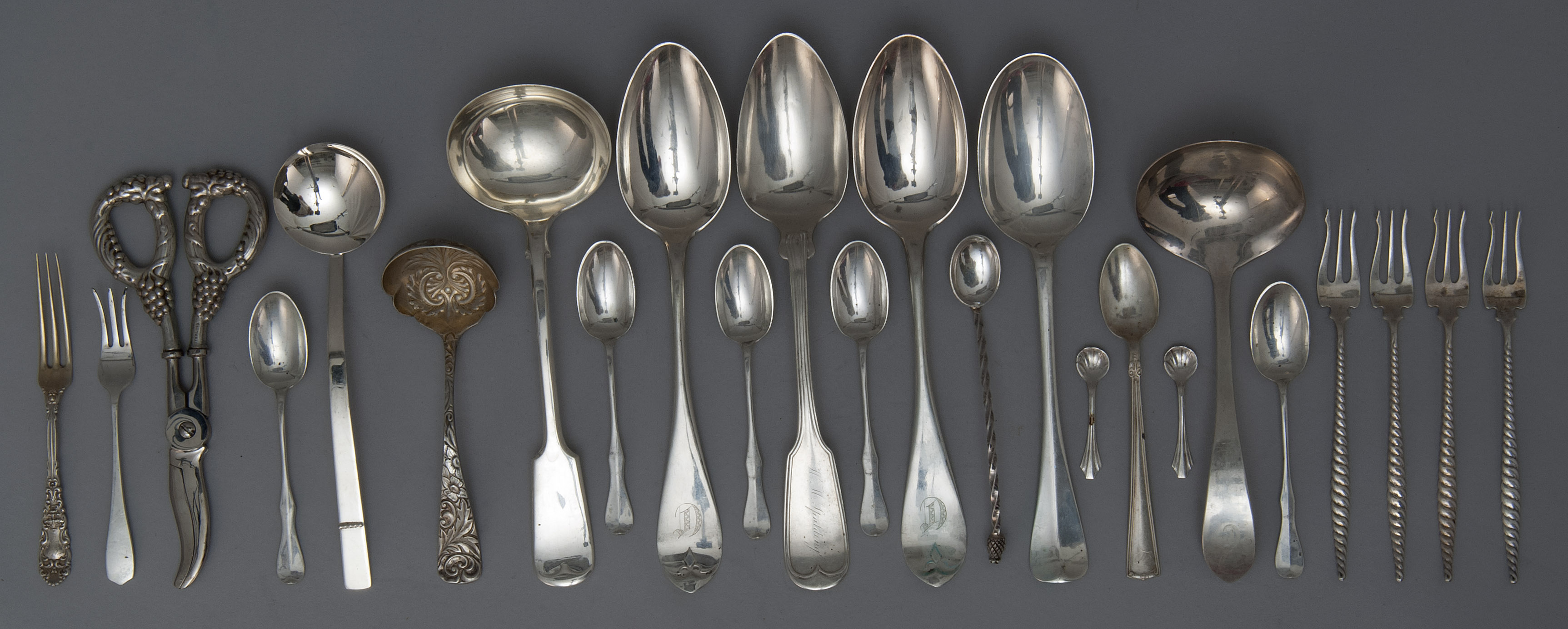 Appraisal: ASSORTED AMERICAN STERLING SILVER AND SILVER PLATED FLATWARE Late th-Early