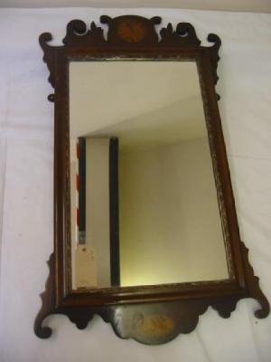 Appraisal: AN EDWARDIAN MAHOGANY PIER GLASS of oblong form and inlaid