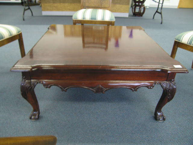 Appraisal: Modern Coffee Table carved trim ball claw feet