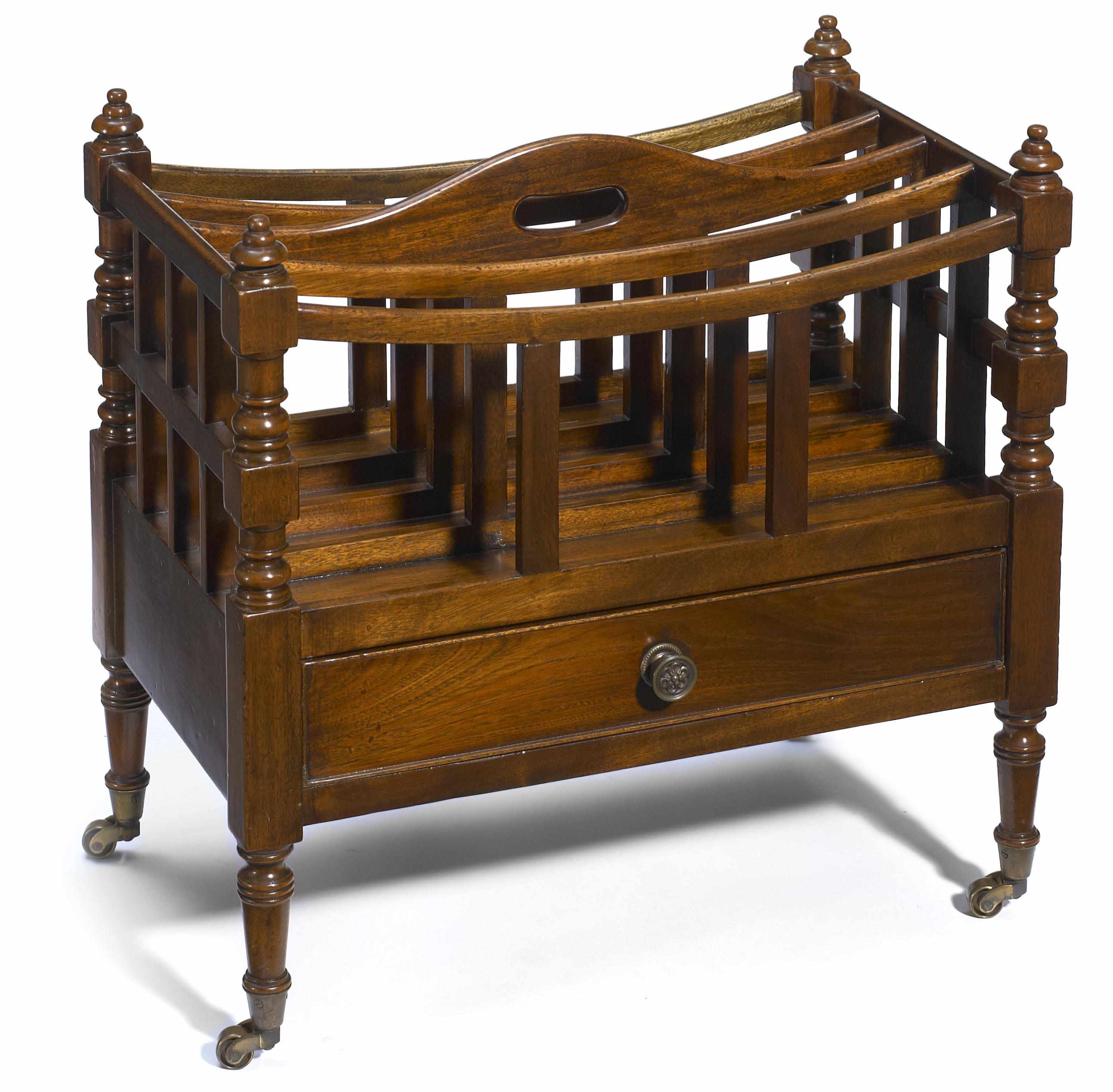 Appraisal: A Regency style mahogany four division canterbury height in cm