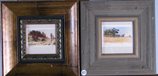 Appraisal: Two Framed Otto Stark IN - Monotypes Depicting landscapes x