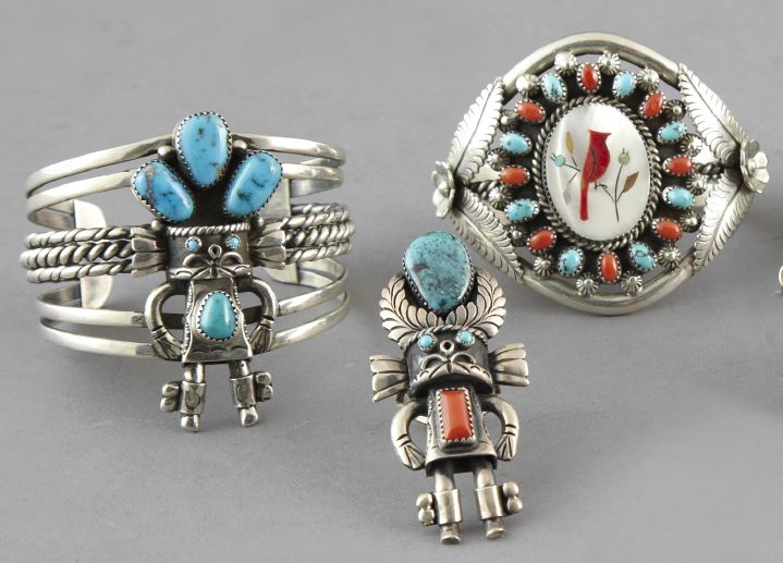 Appraisal: Three Pieces of Zuni Silver Jewelry including a vintage Zuni