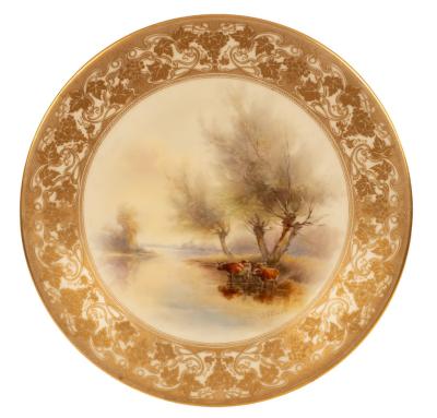 Appraisal: A Royal Worcester plate painted cattle standing in a stream