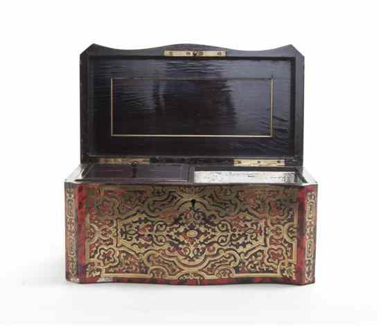 Appraisal: A Boulle Style Marquetry Table Casket having a domed lid