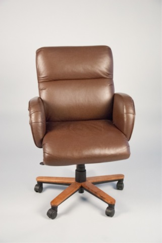 Appraisal: Ethan Allen Brown Leather Office Chair H x W x