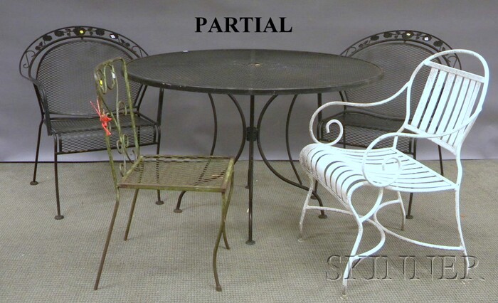 Appraisal: Six Pieces of Painted Metal Patio Furniture a set of