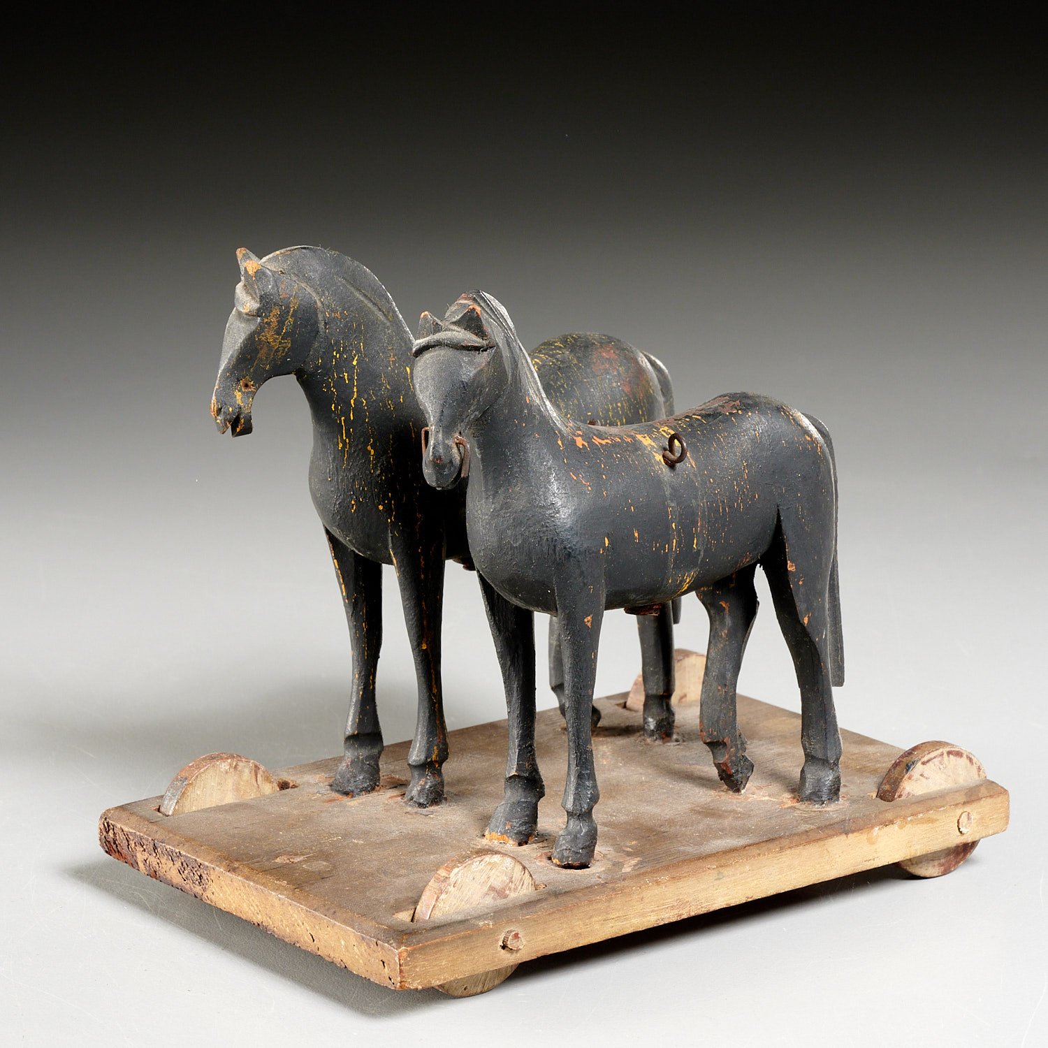 Appraisal: AMERICAN FOLK ART PULL TOY HORSE TEAM th th c