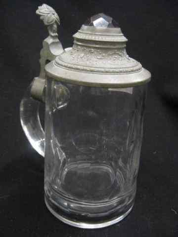 Appraisal: German Cut Crystal Stein amber prisminlaid pewter top '' tall