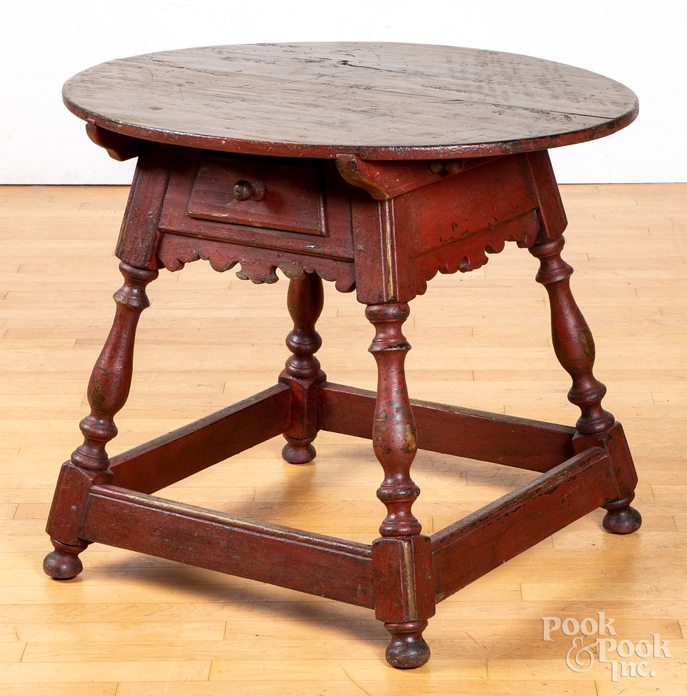 Appraisal: Bench made painted tavern table Bench made painted tavern table