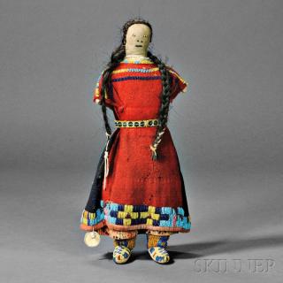 Appraisal: Blackfoot Beaded Cloth and Hide Female Doll c last quarter