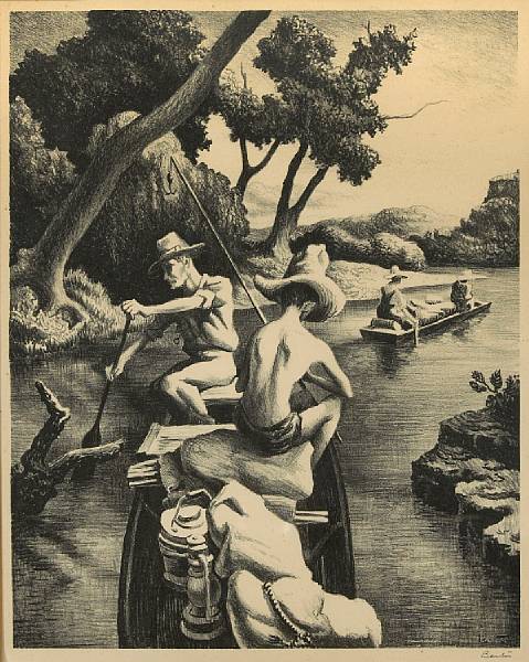 Appraisal: Thomas Hart Benton American - Down the River F Lithograph