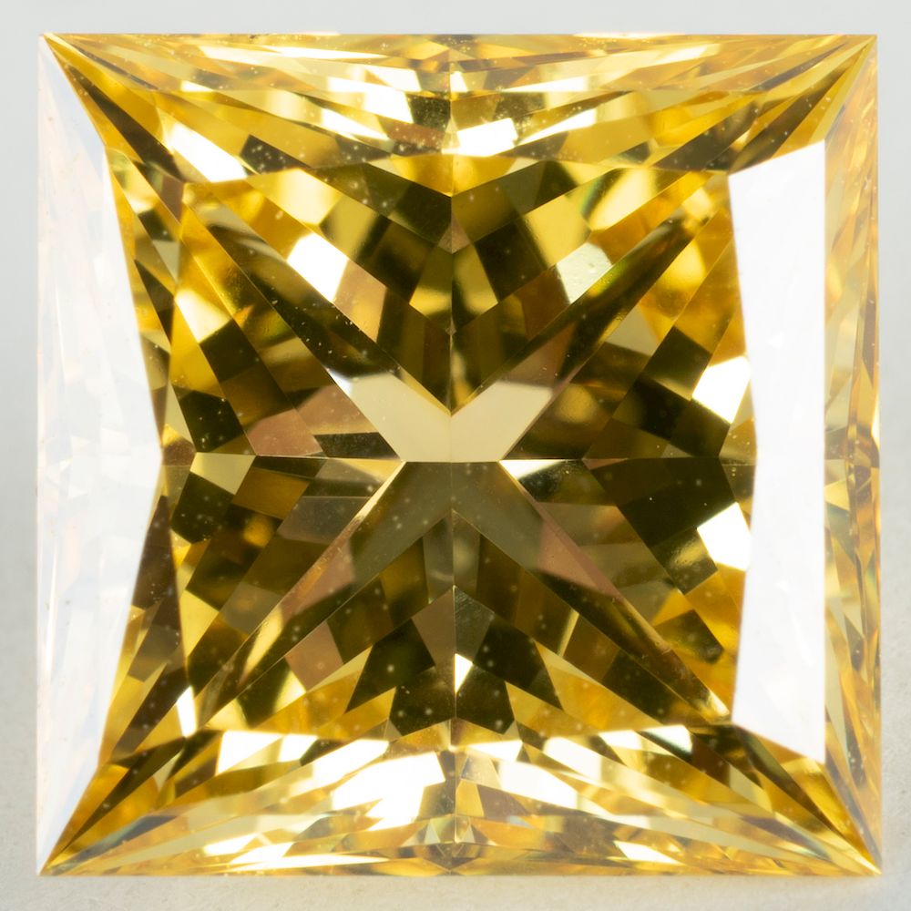 Appraisal: Unmounted Treated Yellow Diamond Unmounted Treated Yellow Diamond Square modified