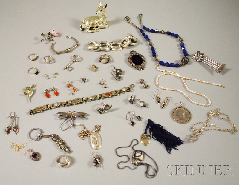 Appraisal: Group of Assorted Mostly Sterling Silver Jewelry including bracelets rings