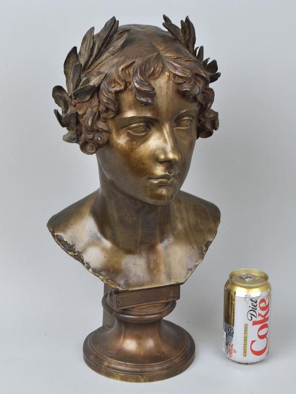 Appraisal: H Wadere Bronze Bust Classical Youth Heinrich Wadere German -