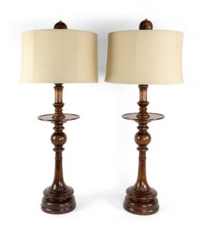 Appraisal: A PAIR OF JOHN RICHARD TURNED WOOD TABLE LAMPS A