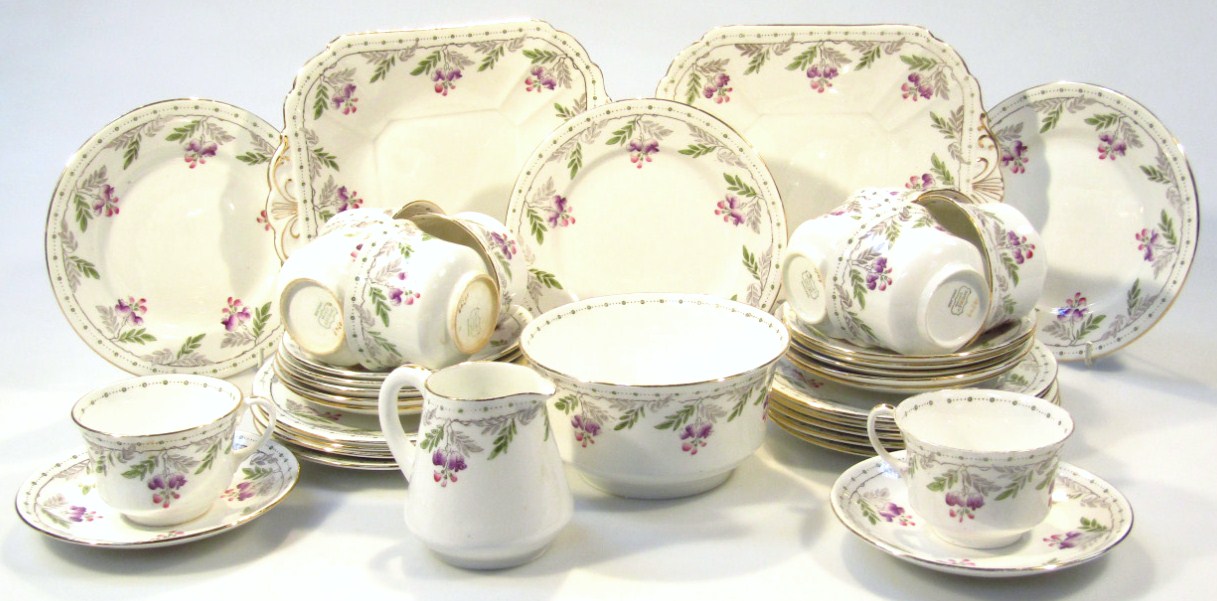 Appraisal: A Shelley pattern part tea service to include slop bowl