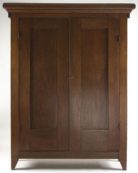 Appraisal: Piedmont NC Wardrobe th c walnut stepped cornice over two