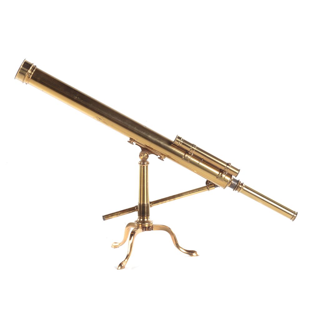 Appraisal: Victorian Brass Telescope Tripod th century with view finder and