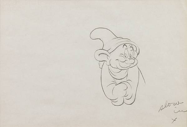 Appraisal: Two Walt Disney animation drawings graphite on paper the first