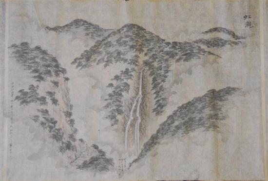 Appraisal: JAPANESE MAKIMONO HAND SCROLL th century depicting the riverways and