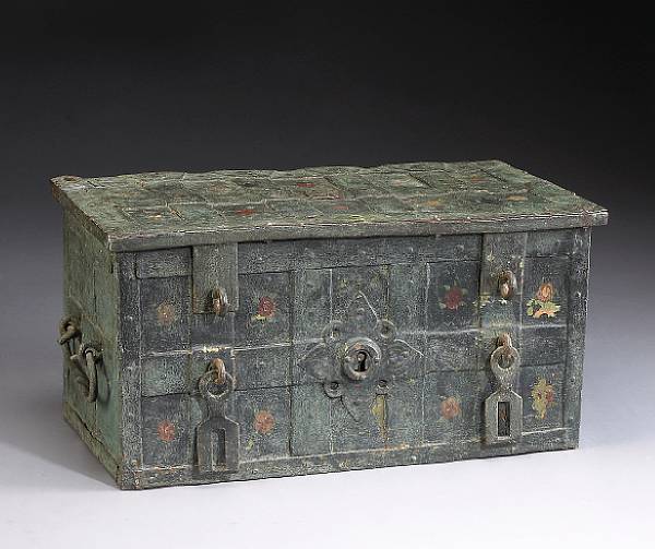 Appraisal: A German Renaissance iron strong chest th century The rectangular