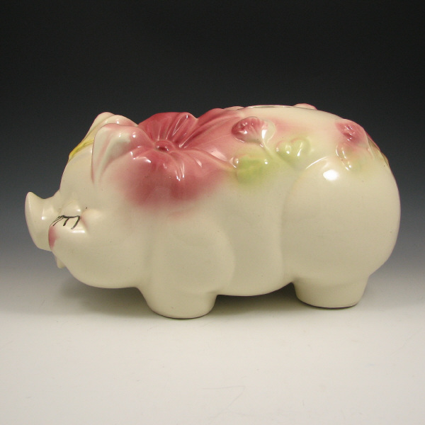 Appraisal: Hull Underglaze Decorated Large Pig Bank - Mint Large pig