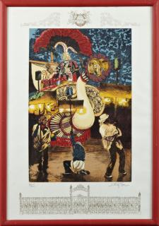 Appraisal: Philip Sage - New Orleans Orpheus colored print pencil numbered