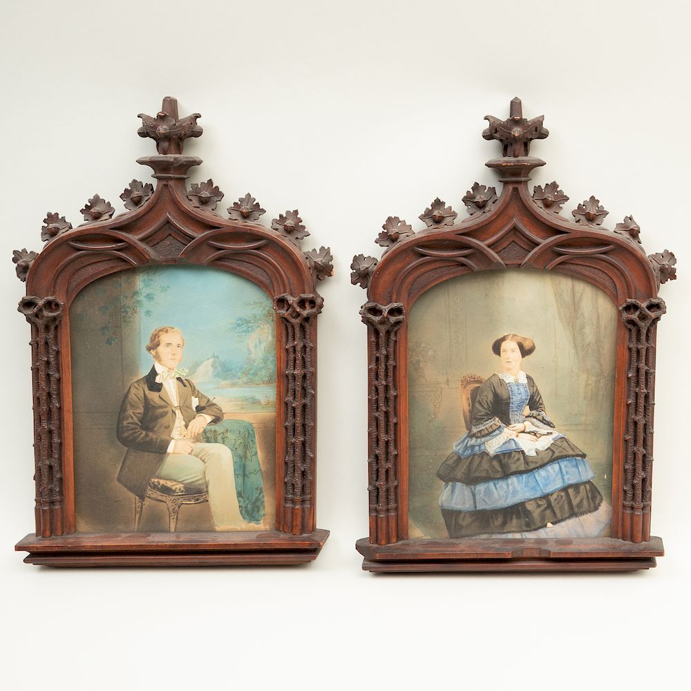 Appraisal: American School Man and Wife A Pair Two ink and