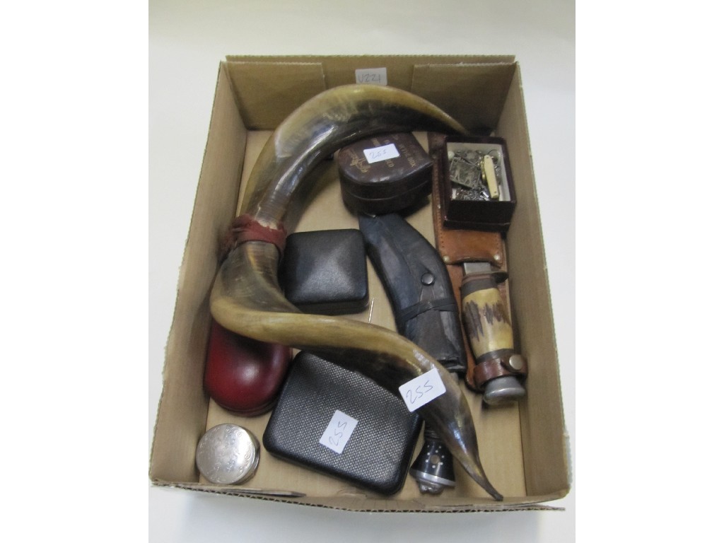 Appraisal: Box of miscellania - set horns kukri cufflinks etc