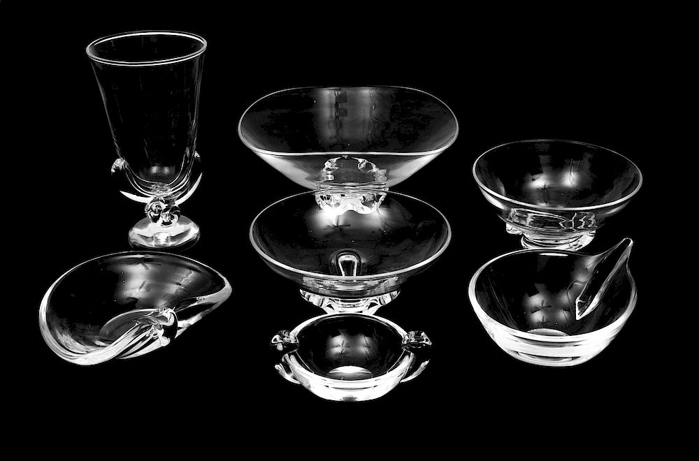 Appraisal: A Group of Seven Steuben Crystal Articles TH CENTURY comprising