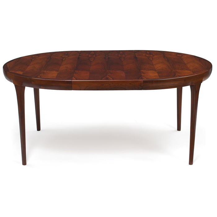 Appraisal: Danish Modern dining table maker unknown rosewood removable tapered legs