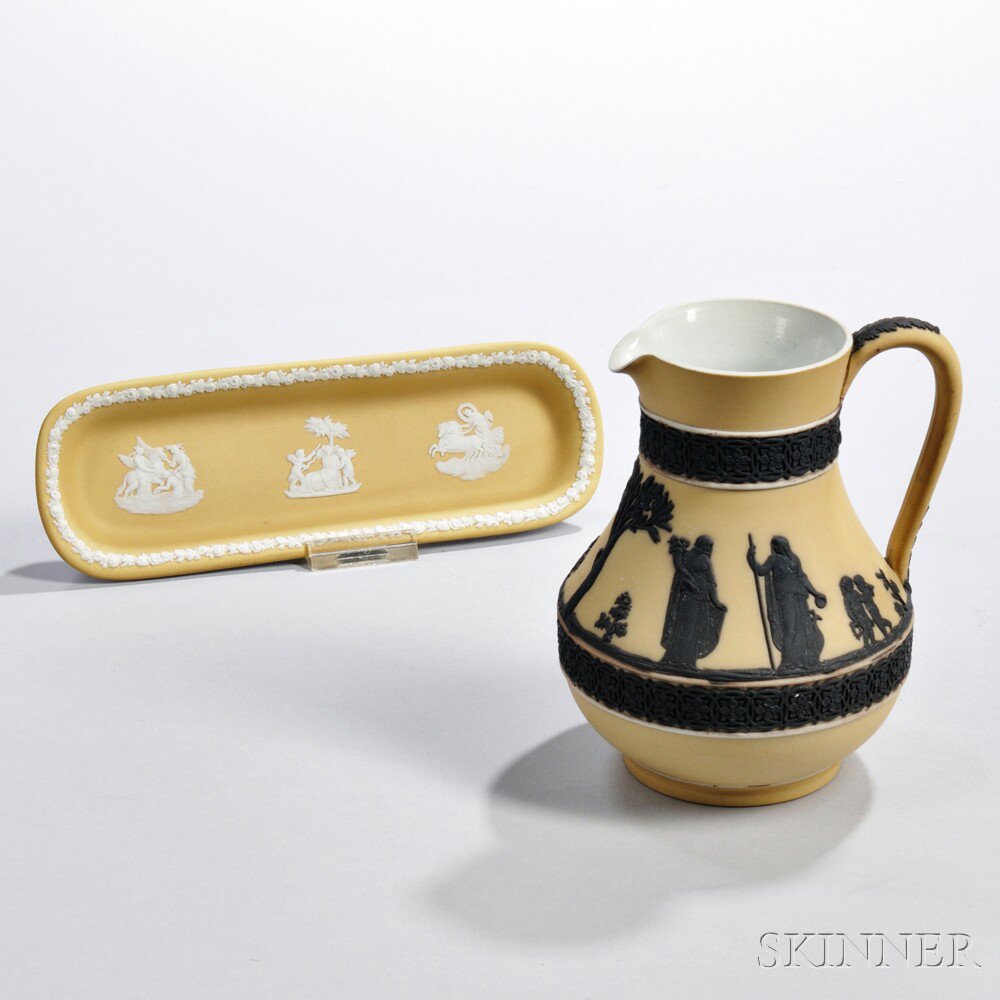 Appraisal: Two Wedgwood Yellow Jasper Dip Items England early th century