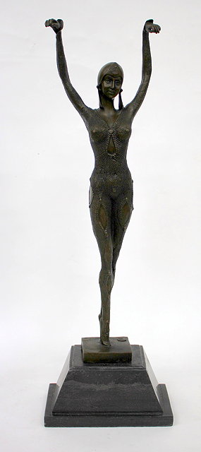 Appraisal: A CONTEMPORARY BRONZE SCULPTURE OF AN ART DECO STYLE DANCING