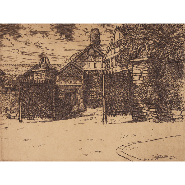 Appraisal: E T Hurley etching Rookwood Pottery '' x '' beautifully