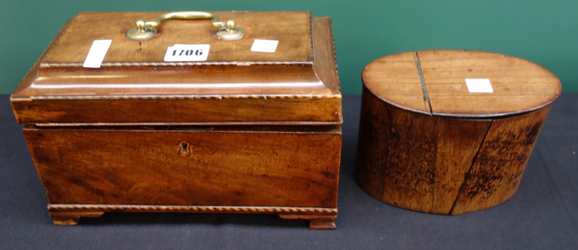 Appraisal: An inlaid George III rectangular tea caddy later converted cm