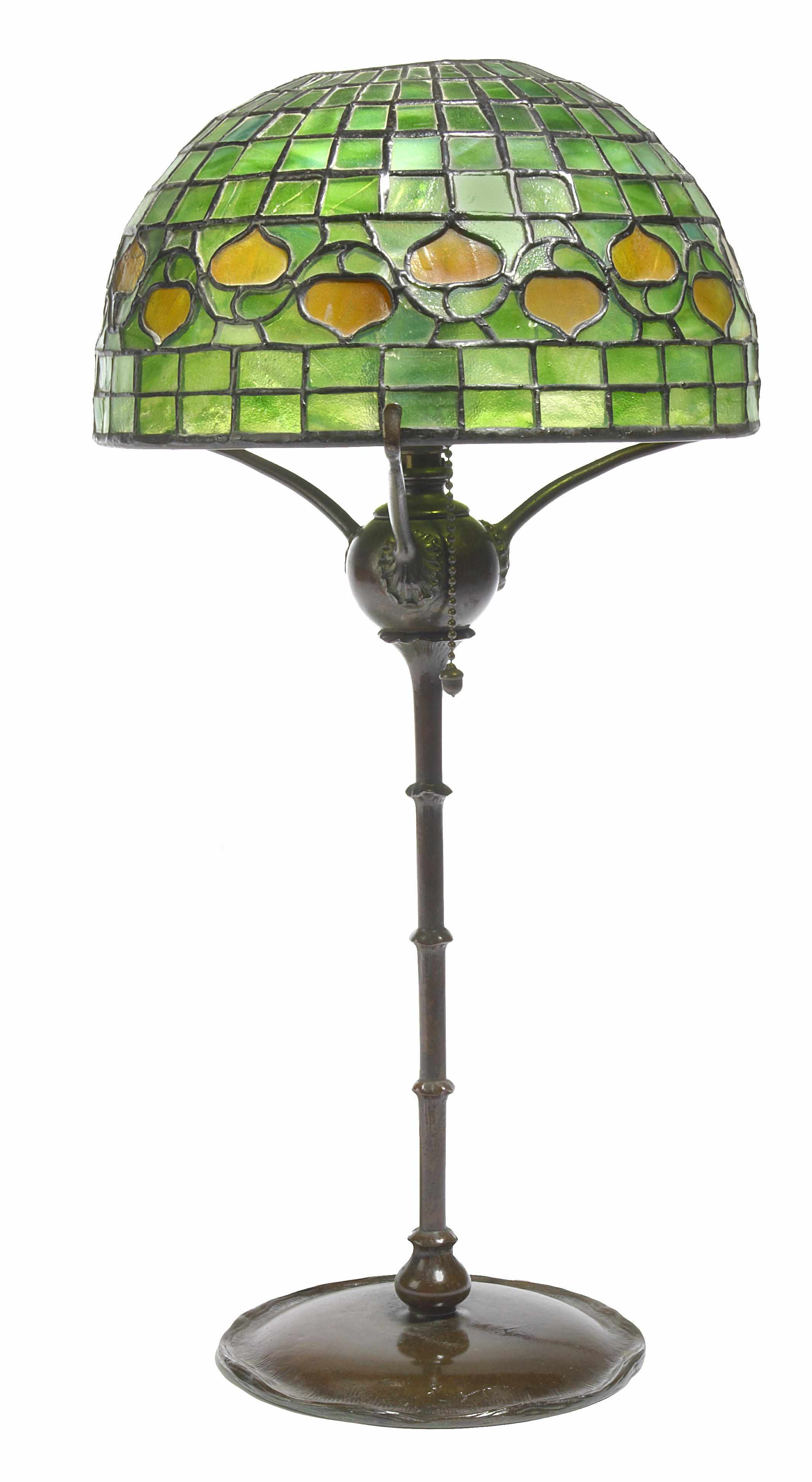 Appraisal: A Tiffany Studios Favrile glass and bronze Acorn table lamp