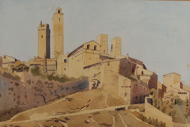 Appraisal: ERNEST MICHAEL DINKEL - St Gimignano signed and dated watercolour